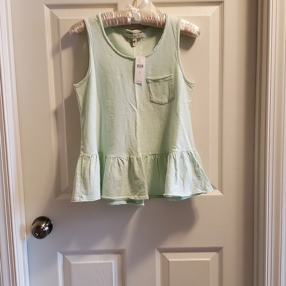 Anthropologie light green sleeveless top XS
